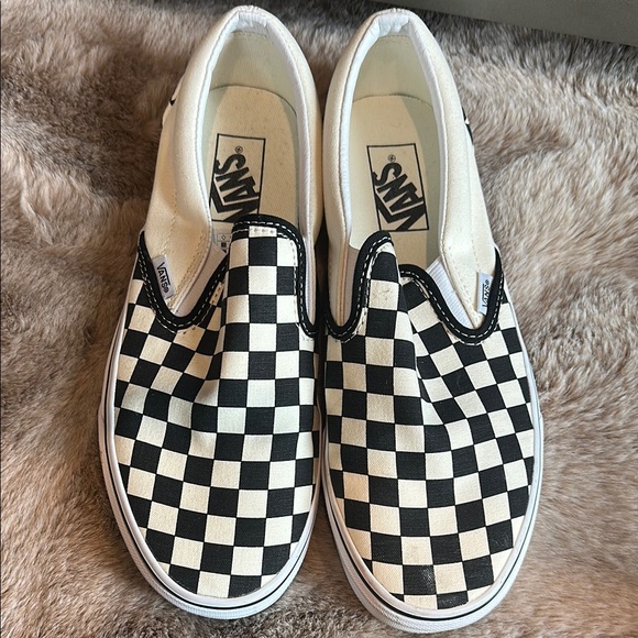 Vans Black and White Checkered Slip-On Sneakers - Picture 2 of 11